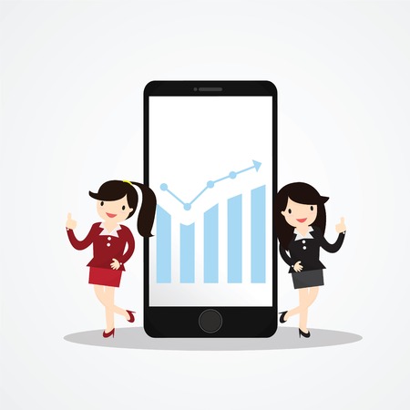Business woman presenting information on smartphoneのイラスト素材