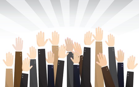 Business Team Work. Multiracial business people joining hands.のイラスト素材