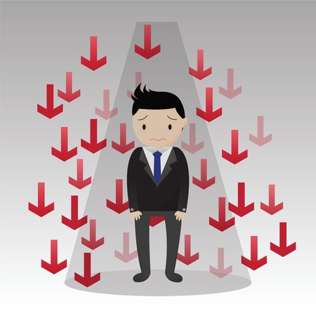Businessman failure because of business graph down.のイラスト素材