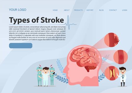 Teamwork of doctors is diagnosing the brain.  Mental health concept. Solving mental problems. Psychotherapy and help. Flat vector illustration.のイラスト素材