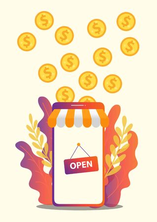 Modern Flat design people and Business concept for M-Commerce, easy to use and highly customizable. のイラスト素材