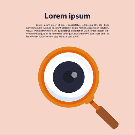 Magnifier with eye outline icon. Find icon, investigate concept symbol. Eye with magnifying glass. Appearance, aspect, look, view. vector, illustratorのイラスト素材