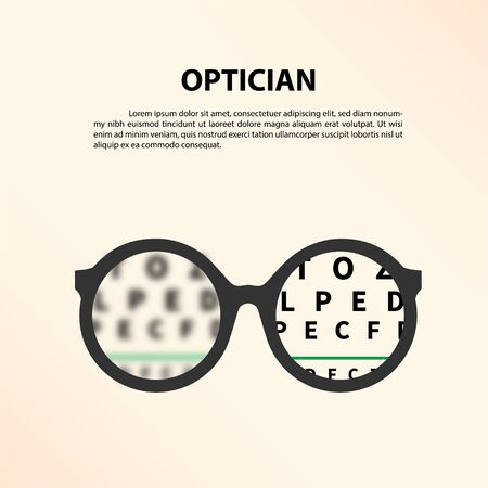 Eye glasses with eye chart. Optician, Vision Of Eyesight Vector Illustrationのイラスト素材