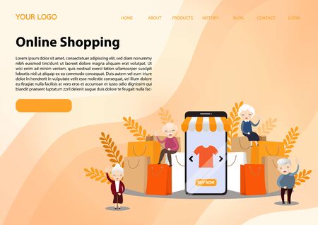 Online shopping concept illustration. Buying and selling items. Online payment, Buying online - vector banner with iconsのイラスト素材