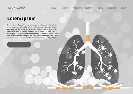 Lungs illustration in a very professional and creative design, the design shows the smokers lung in dark color. vector, illustration.のイラスト素材