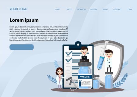 Laboratory diagnosis research. science equipment. Syringe. Flat style syringe. Test tube. Vaccination. Vector, illustration.のイラスト素材