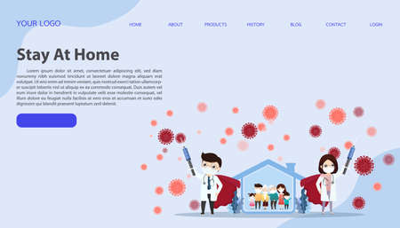 Doctor is a hero. Doctor with hypodermic syringe fighting COVID-19 virus.Hero doctor fighting corona virus symptoms.のイラスト素材