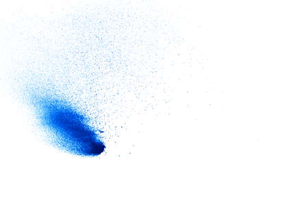 Blue powder explosion isolated on white  background.