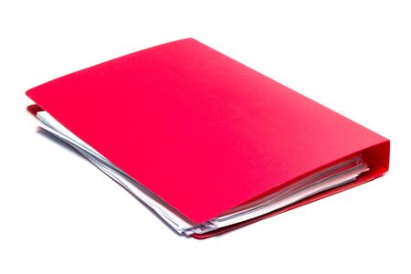 red files folder. retention of contracts and paper. with isolated white backgroundの写真素材