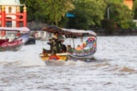 Blurred -  Chao Phraya River  Bangkok, Thailand  January 6, 2017:  tourist traveling by express boat in Chao Phraya riverの写真素材