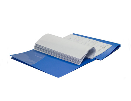 File folder with documents and documents. retention of contracts. isolated white backgroundの写真素材