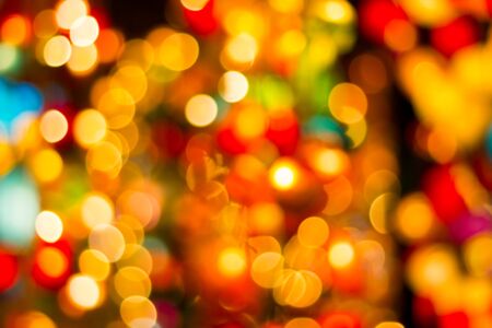 blurred abstract bokeh background for Decorations for New Year and Holidays, Christmas ball lightの写真素材