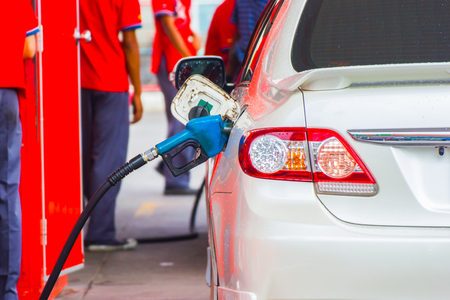 Car refueling on a petrol station, Asia Bangkok Thailand.の写真素材