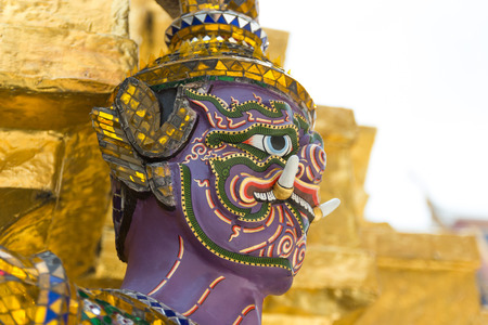 Art sculptures - Giant Statues , The giant monkey and help bear the pagoda. Another view is that the foreigners came shooting. By imitating the giant monkey.- Travel Republic Thailandの写真素材