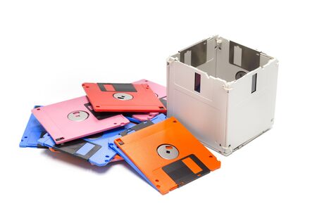 creative uses for the obsolete floppy disk - Developing a box for use  concept creative ideasの写真素材