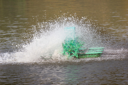 Motion image of water splashing of Wastewater treatment for Outdoor fish or shrimp farming Bangkok...