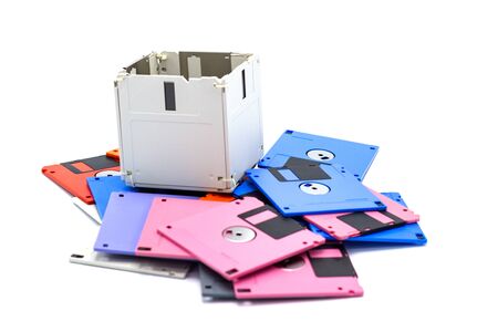 creative uses for the obsolete floppy disk - Developing a box for use  concept creative ideasの写真素材