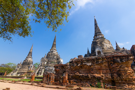 The three Chedis of Wat Phra Si Sanphet Ayutthaya, Historical Parkの写真素材