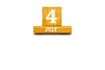 4 July text on wooden cubes. USA independence day.  copy space for textの写真素材