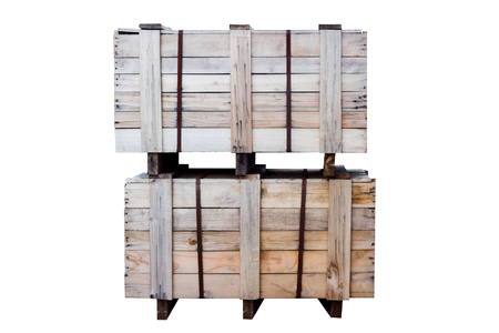 Wood Pallets - crates for transportation - Strong cargo security - isolated white backgroundの写真素材