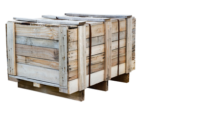 Wood Pallets - crates for transportation - Strong cargo security - isolated white background - copy spaceの写真素材
