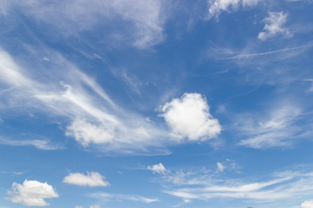 Transparent blue sky with clouds and atmospheric afternoon.の写真素材