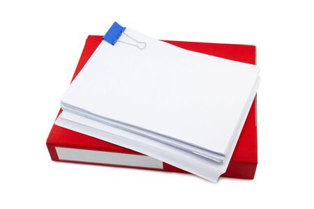 red files folder. retention of contracts and paper. with isolated white backgroundの写真素材