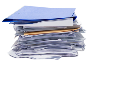file folder and Stack of business report paper file isolated white background copy space.の写真素材