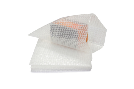 bubble plastic wrap, for protection product cracked or insurance During transit isolated and white backgroundの写真素材