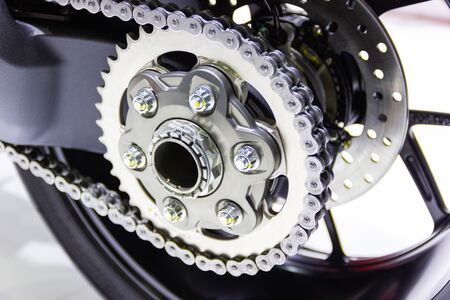Detail of a motorcycle rear chain, concept new designの写真素材