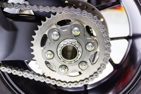 Detail of a motorcycle rear chain, concept new designの写真素材