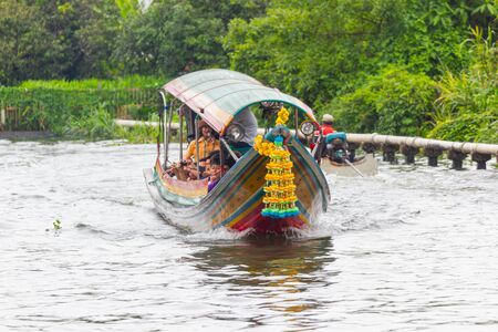 Chao Phraya river  Bangkok  Thailand:- July 4, 2018 : the  boat express service support people Travelers and water travel For quickness as an alternative for Thai peopleのeditorial素材