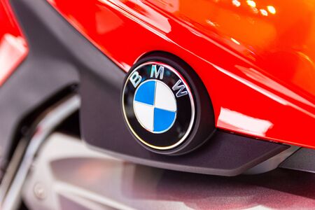 Nonthaburi Thailand:- DEC 7, 2018:  Closeup - Logo "BMW" Motorcycle BMW at International Motor Show Nonthaburi, Thailandのeditorial素材
