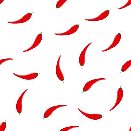 Seamless Pattern Red hot Chili pepper for paper, Fabric, vector illustration isolated white background.のイラスト素材