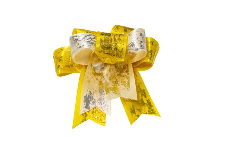 Gold gift bow with whiteの写真素材