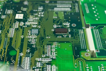 Electronic circuit board part of electronic machine component concept technology of computer circuit hardwareの写真素材