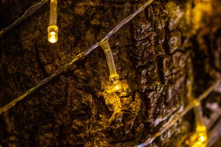 close up cable of string led lights used for decorating for beauty According to important festivalsの写真素材