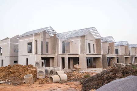 Building and Construction site of new home For housing at Thailandの写真素材