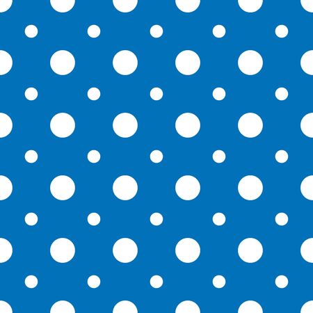 Seamless dots circle white wallpaper pattern, vector illustration on blue backgroundのイラスト素材