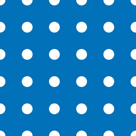 Seamless dots circle white wallpaper pattern, vector illustration on blue backgroundのイラスト素材