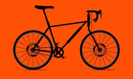 bike black color graphic design, vector illustration isolated orange backgroundのイラスト素材