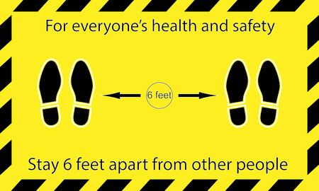 Foot Symbol Marking the standing position, the floor as markers for people to stand 6 feet apart,...