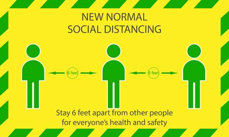 Icon people concept new normal stay 6 feet apart from other people, the practices put in place to enforce social distancing, vector illustrationのイラスト素材