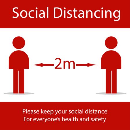 Icon people concept Social Distancing stay 6 feet apart from other people, the practices put in place to enforce social distancing, vector illustrationのイラスト素材