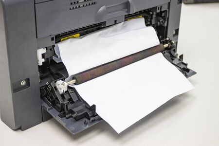 Paper A4 Stuck In Printer At Office, concept repair printerの写真素材