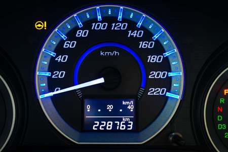 Display Large Screen Car mileage Dashboard in car dashboardの写真素材