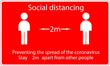 Icon people concept Social Distancing stay 2m apart from other people, the practices put in place to enforce social distancing, vector illustrationのイラスト素材