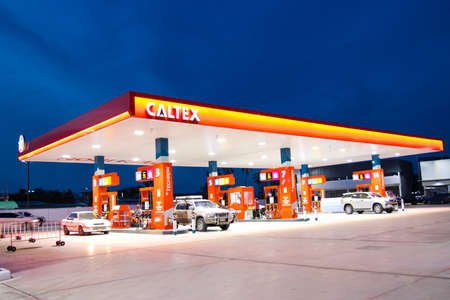 BANGKOK THAILAND :- JULY 15,  2020 : CALTEX OIL Station, Fueling stations Refuel service for Cars are refueling at the gas station Thailand. Ready to service 24 hour.のeditorial素材