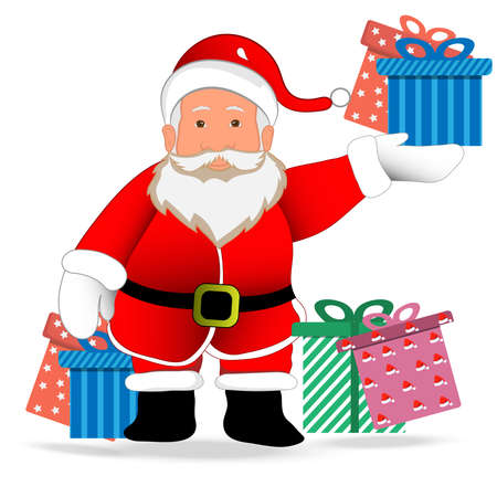 Santa Claus with Gift Box, art design for card paper, wallpaper vector illustrationのイラスト素材