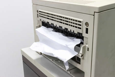 Paper Stuck, Paper Jam In Printer At Officeの写真素材